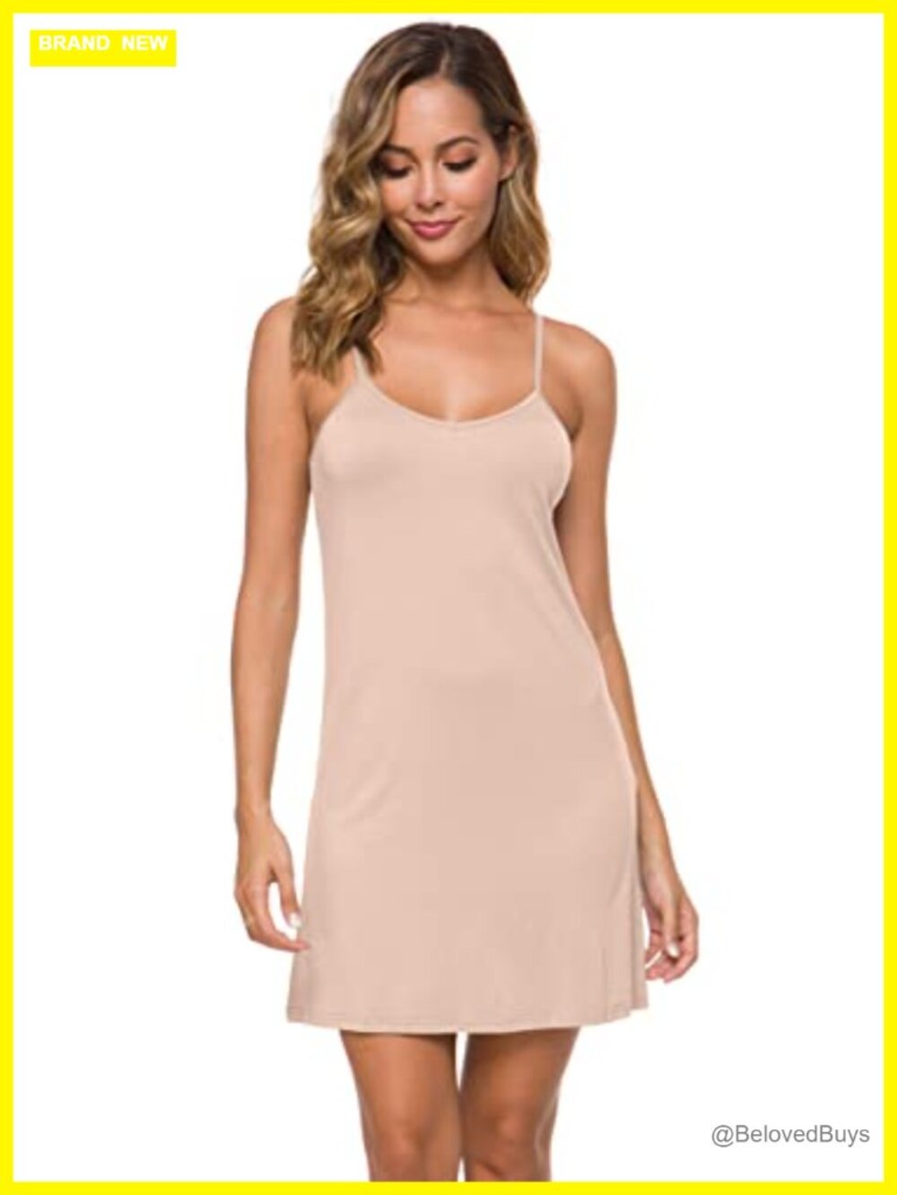 Women's Adjustable Spaghetti Strap Cami Slip Mini Dress - Stretchy,